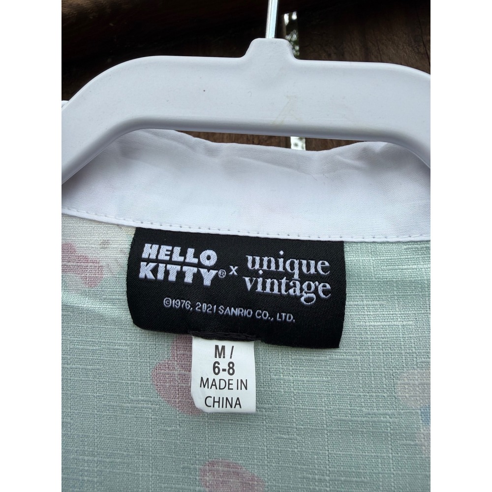 Unique Vintage x Hello Kitty Mint Green Swing Dress Retro Sanrio Midi Belted M - Picture 5 of 10
